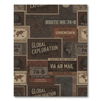 Vintage Travel Stamp Collage Rug