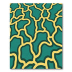 Teal Yellow Organic Line Art Rug