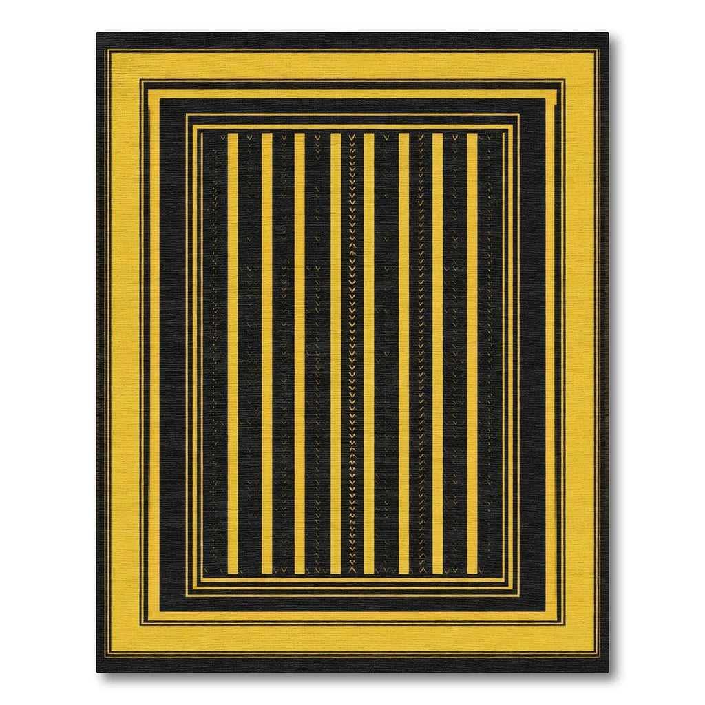 Bold Yellow Black Stripe Border Rug