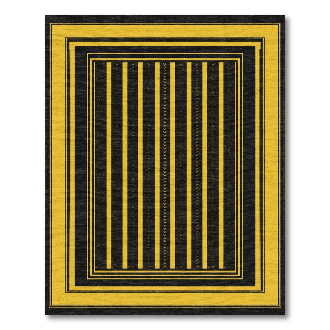 Bold Yellow Black Stripe Border Rug