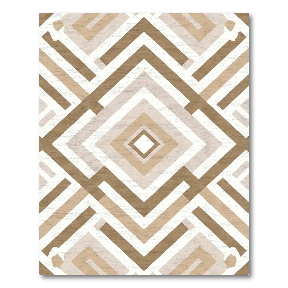 Brown Geometric Diamond Layered Rug