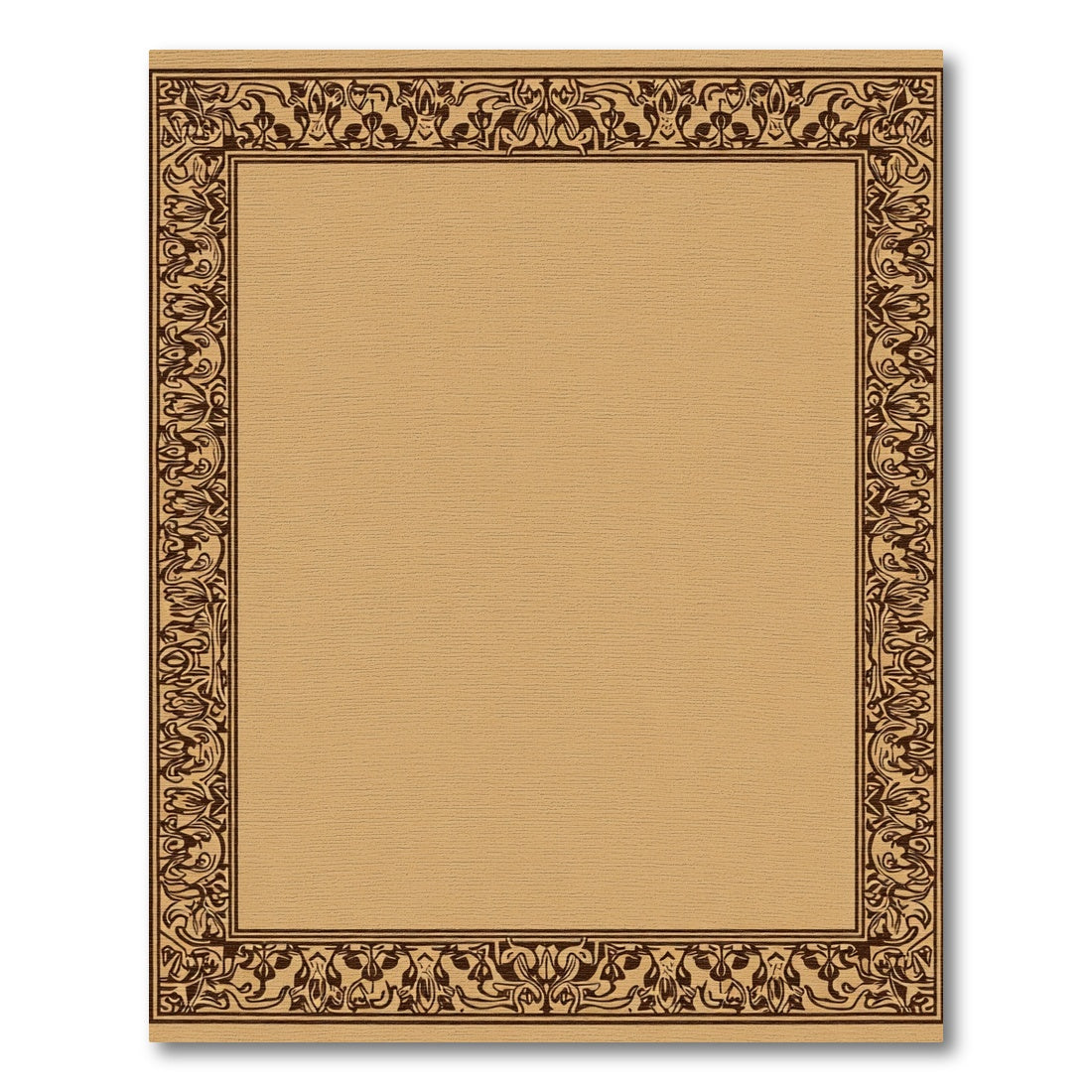Oriental Ochre Floral Scrollwork Border Rug
