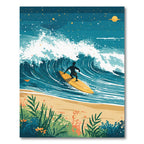 Ocean Wave Surfer Night Sky Rug