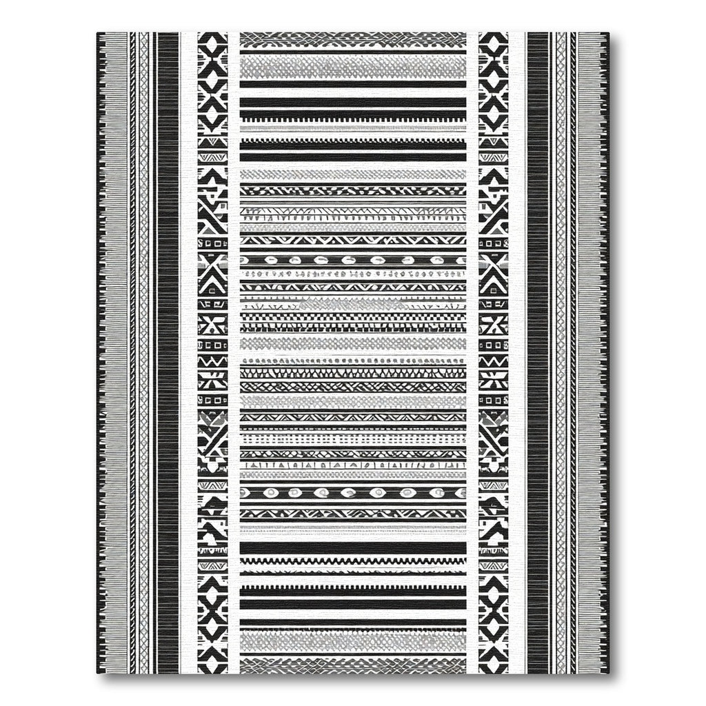 Monochromatic Geometric Tribal Stripes Rug