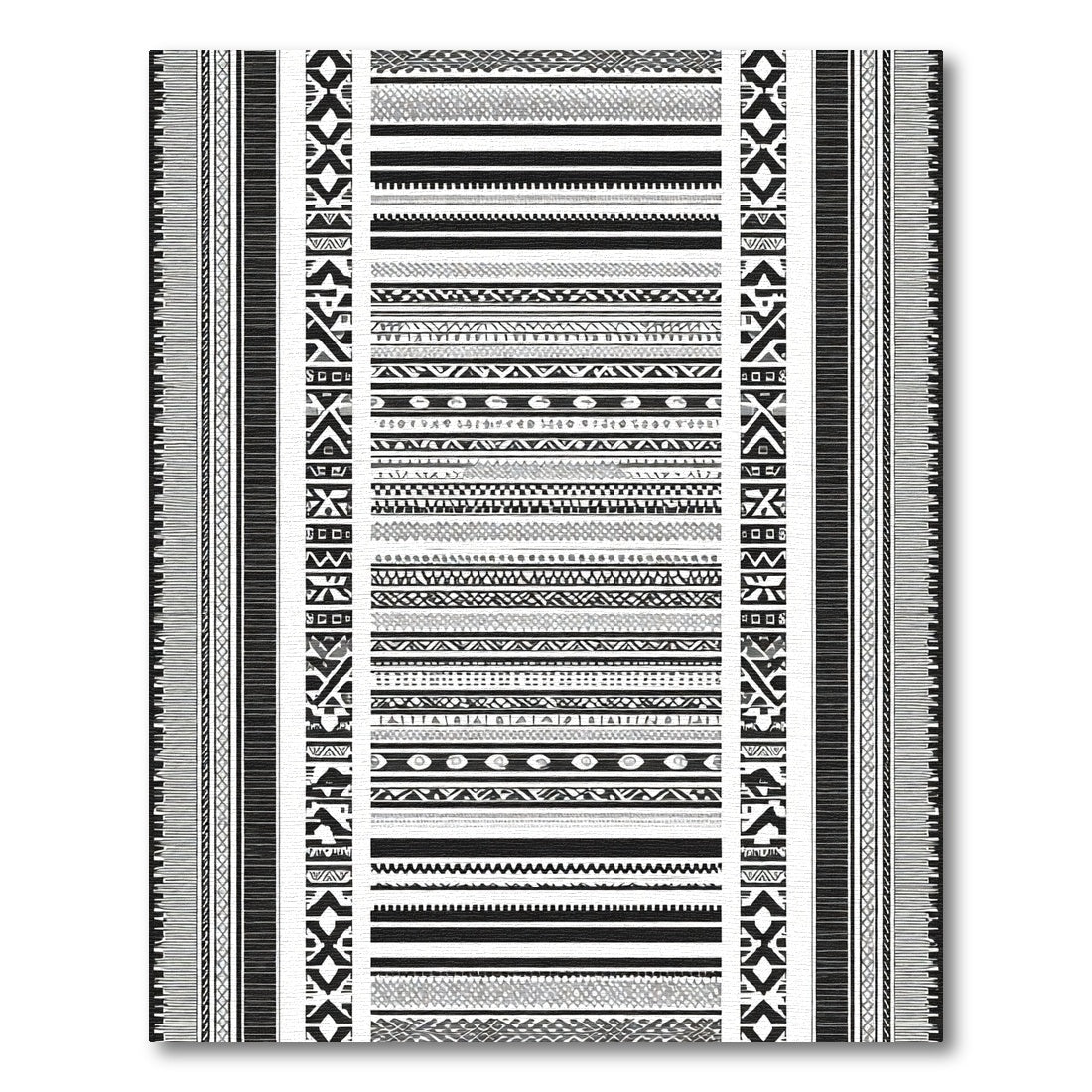 Monochromatic Geometric Tribal Stripes Rug