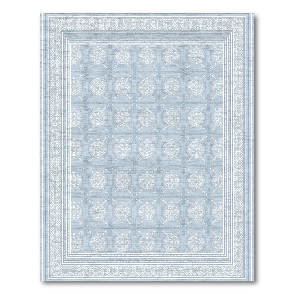 Pale Blue Ornate Ceramic Medallion Rug