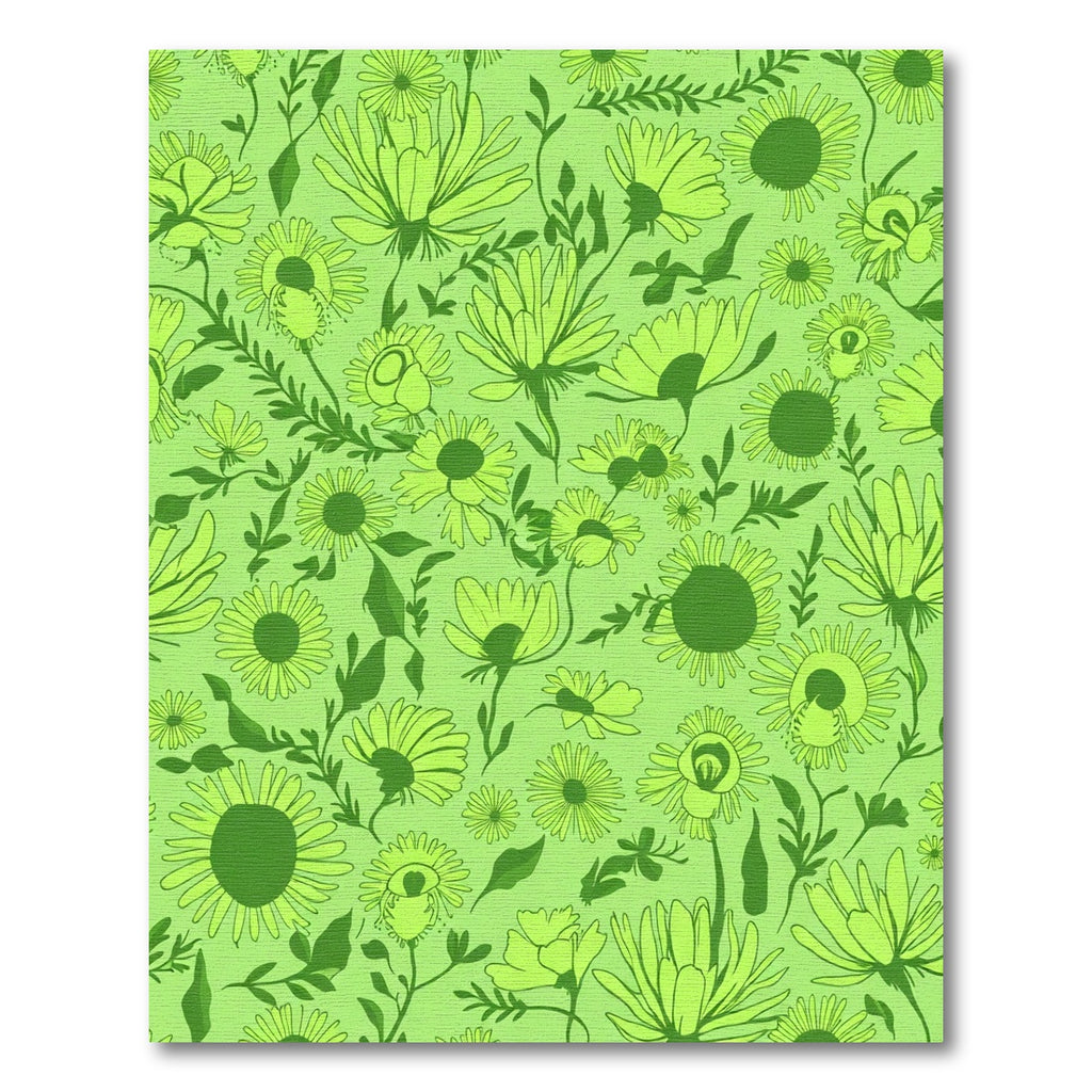 Lime Green Floral Cluster Rug