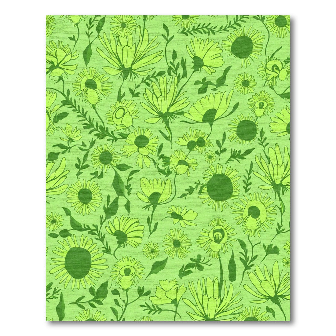 Lime Green Floral Cluster Rug