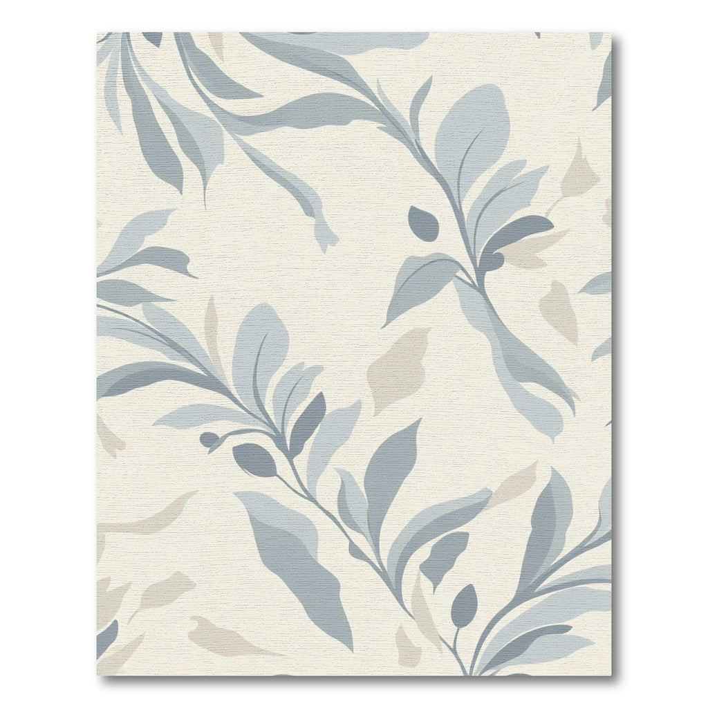 Soft Blue Laurel Leaf Vines Rug