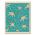 Teal Orange Sea Turtle Swirls Rug