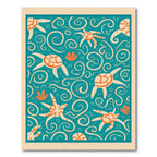 Teal Orange Sea Turtle Swirls Rug