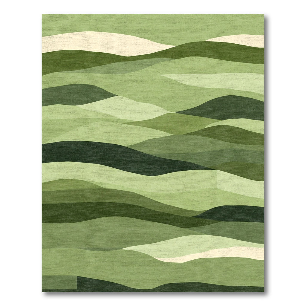 Shaded Green Abstract Landscape Waves Rug