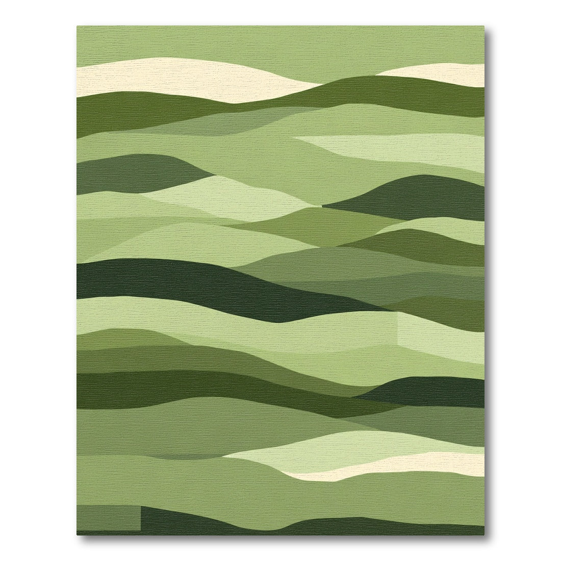 Shaded Green Abstract Landscape Waves Rug