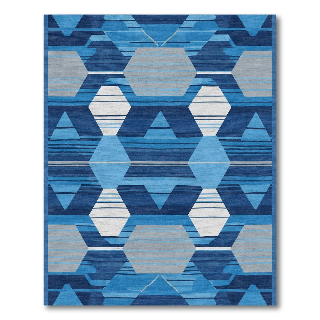 Blue Geometric Contemporary Hexagon Rug