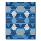 Blue Geometric Contemporary Hexagon Rug