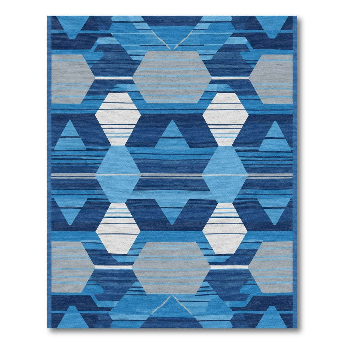 Blue Geometric Contemporary Hexagon Rug
