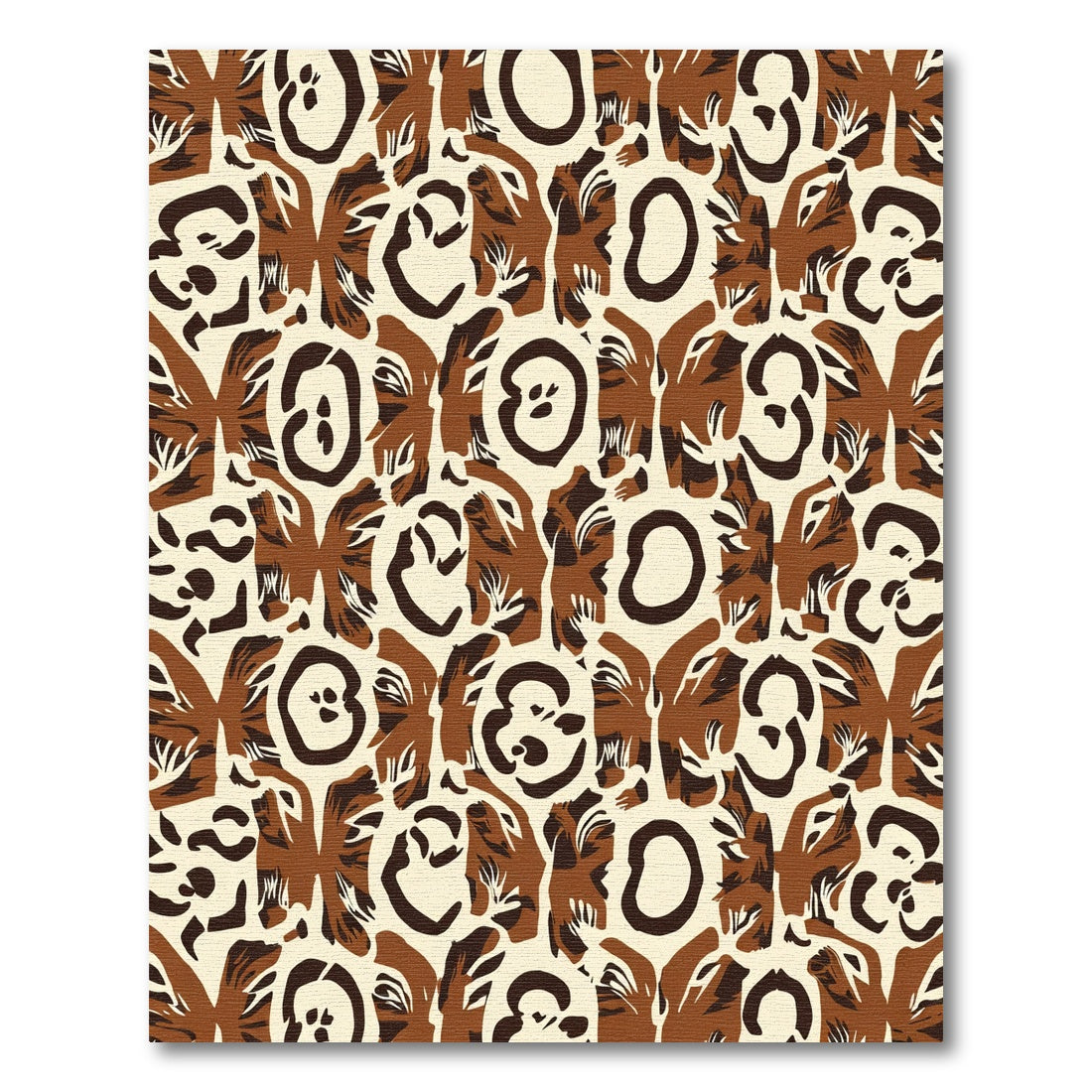 Brown and Cream Abstract Animal Print Rug