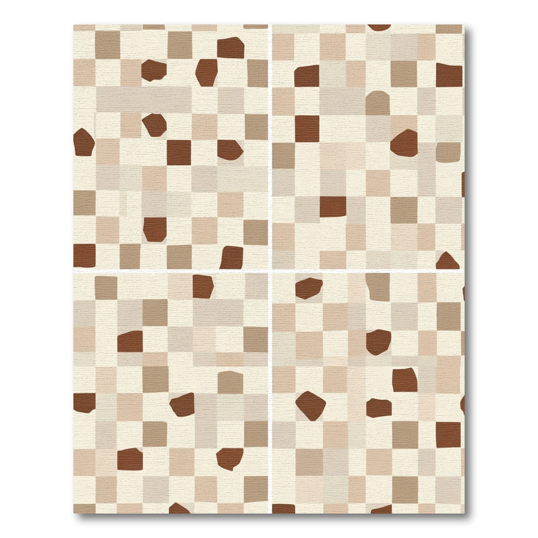 Earthy Tonal Checkerboard Abstract Shapes Rug
