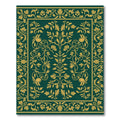 Deep Emerald Golden Floral Vine Rug