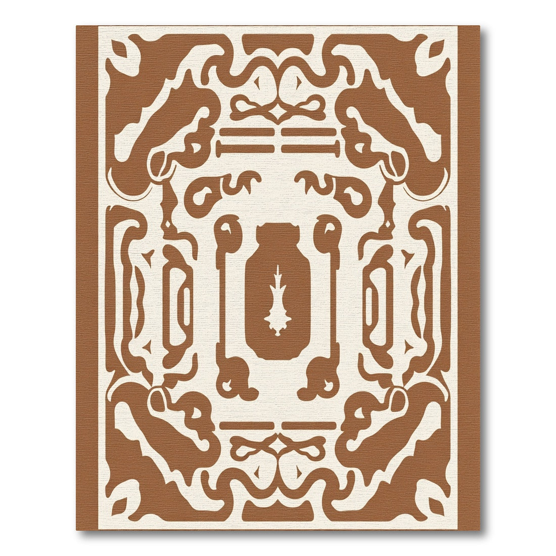 Brown Ivory Abstract Rhythmic Scroll Rug