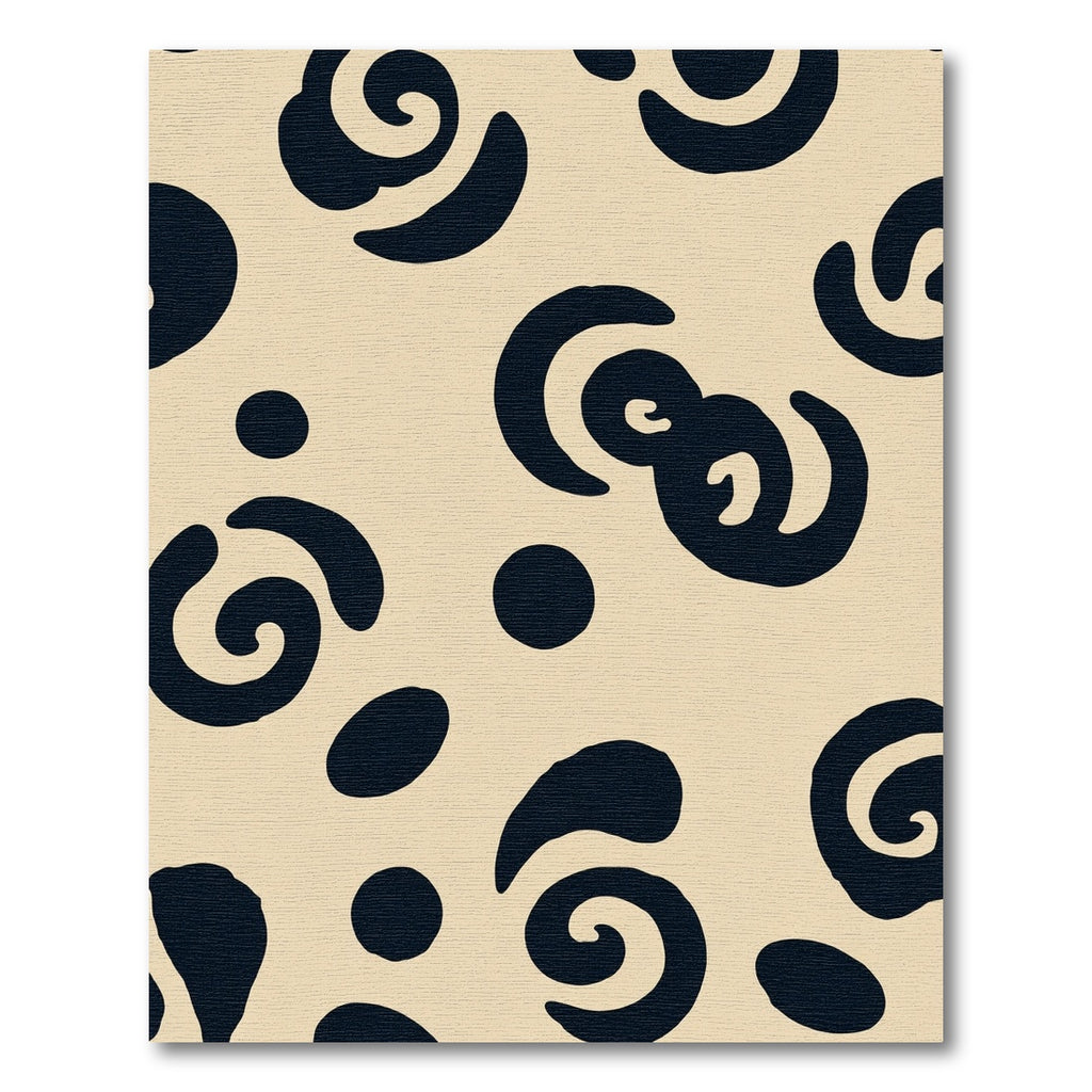 Dark Blue Abstract Swirls And Dots Rug