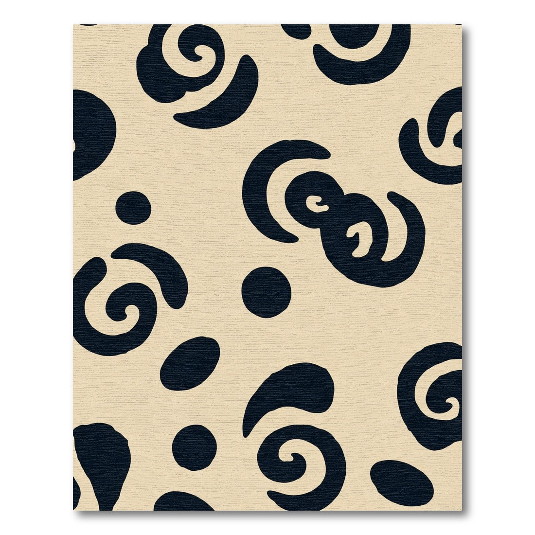 Dark Blue Abstract Swirls And Dots Rug
