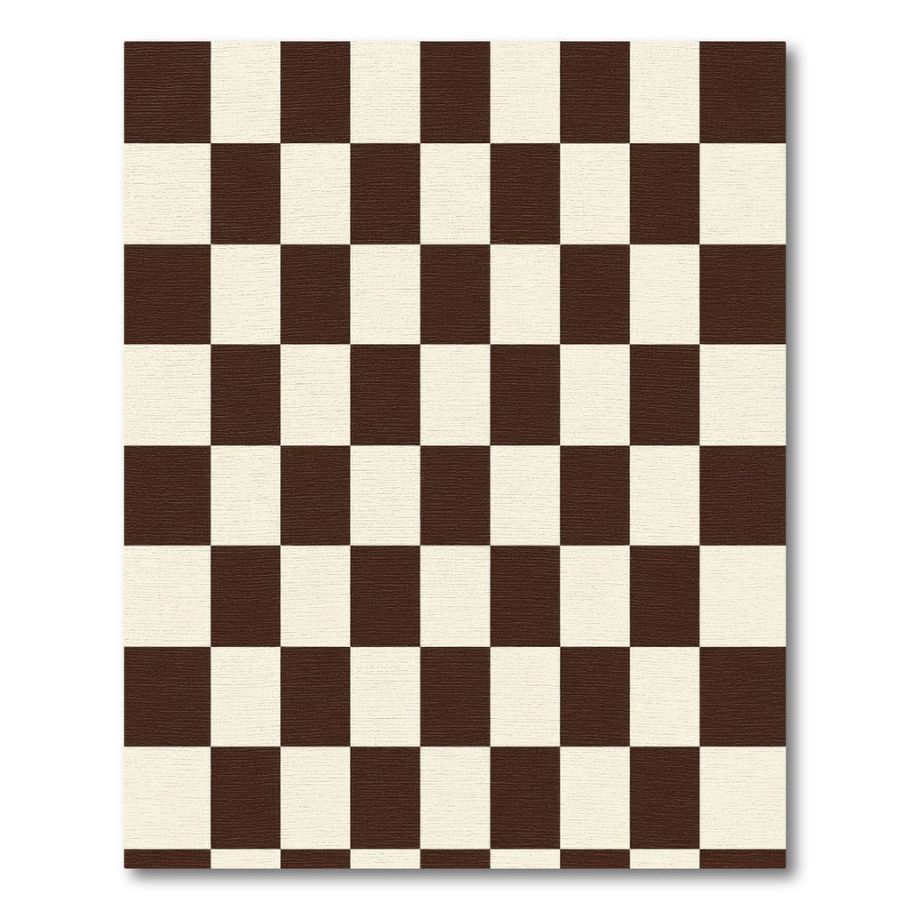 Brown Cream Checkerboard Squares Rug