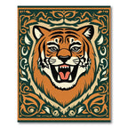 Orange Tiger Floral Border Rug