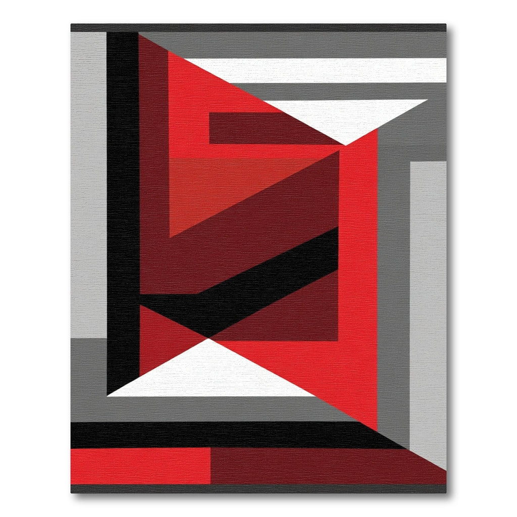 Bold Red Geometric Abstract Block Rug