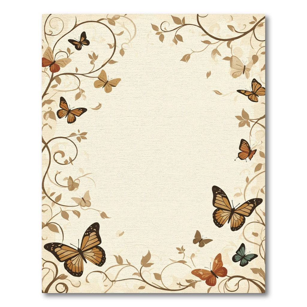 Nature Inspired Butterfly Floral Scroll Rug