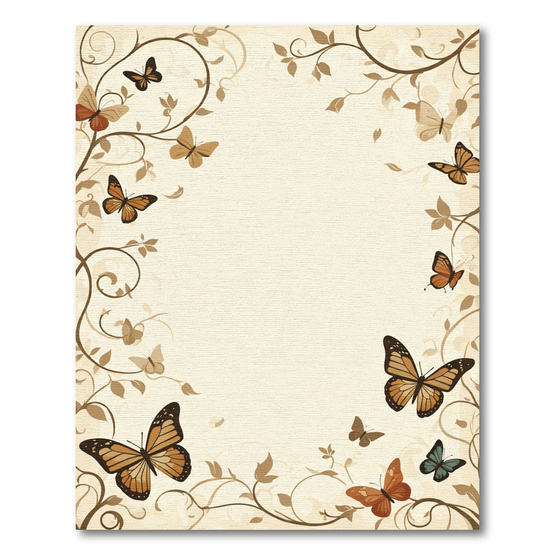 Nature Inspired Butterfly Floral Scroll Rug