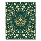 Dark Teal Floral Scroll Animal Rug
