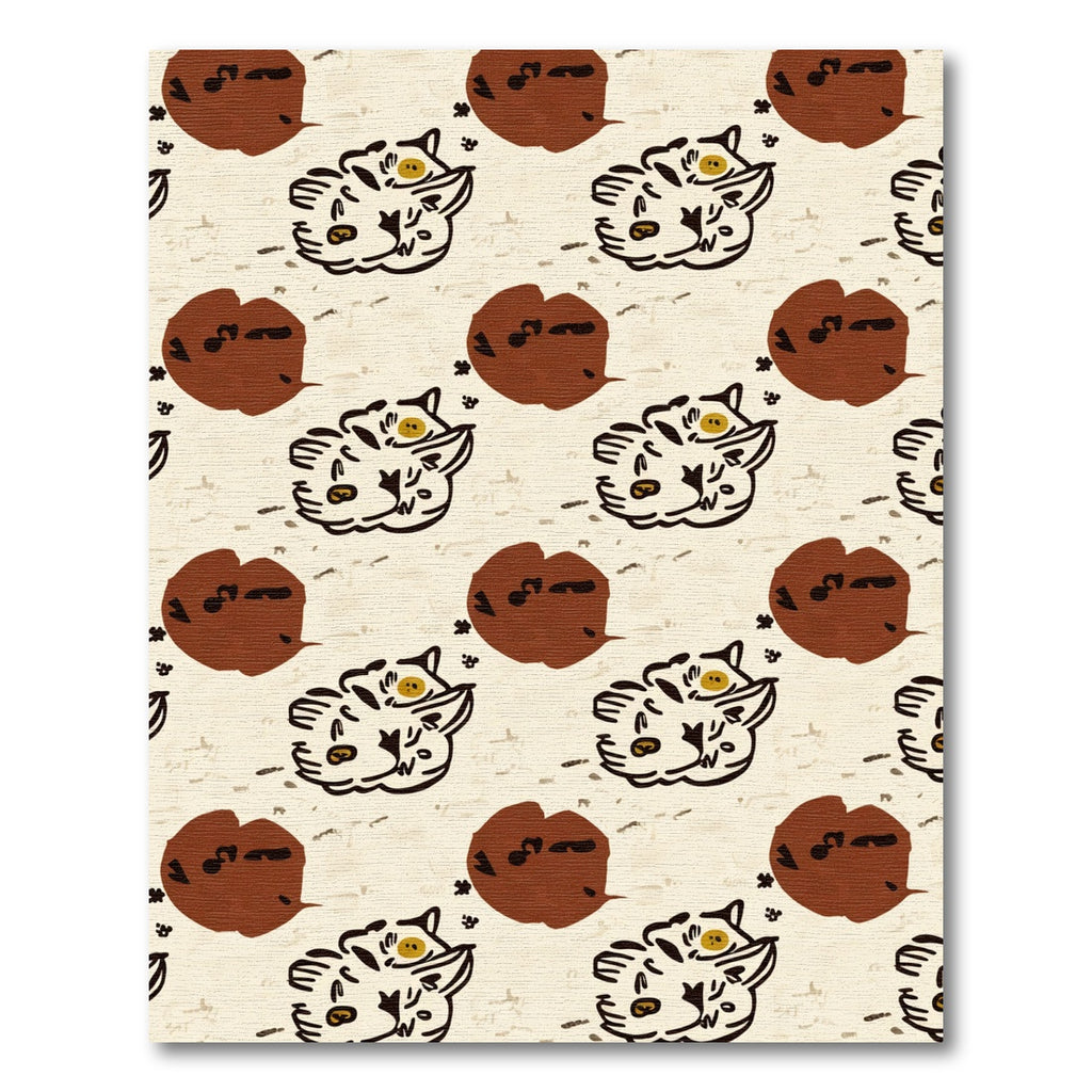 Whimsical Cat Face Brown Splatter Rug