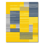 Geometric Yellow Gray Stripe Blocks Rug
