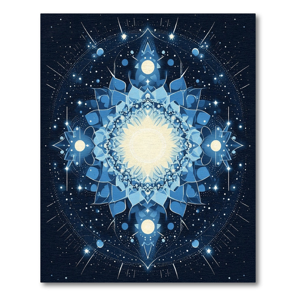 Cosmic Blue Sun Mandala Rug