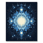Cosmic Blue Sun Mandala Rug