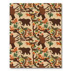 Woodland Bear Foliage Folk Art Rug