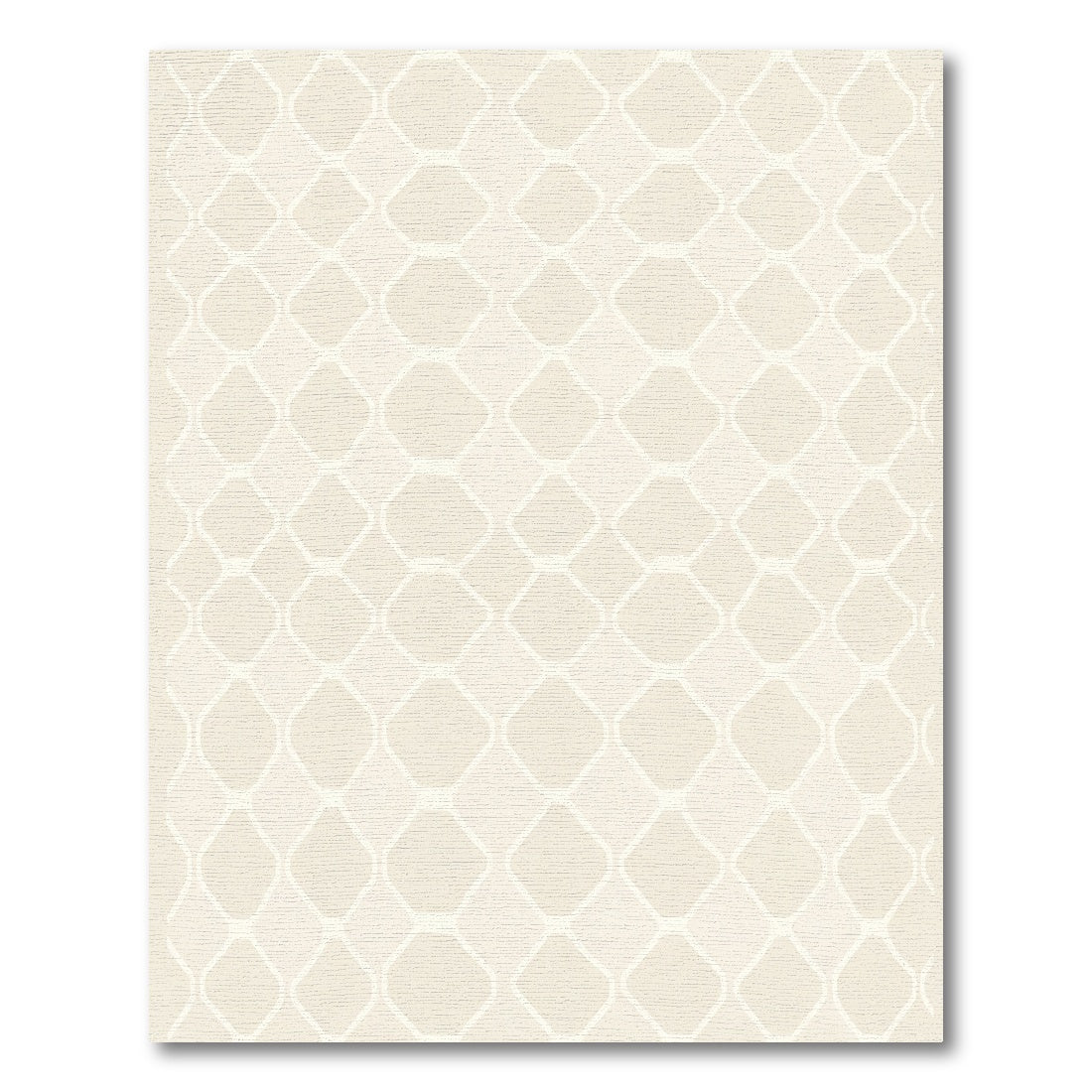 Neutral Cream Rounded Diamond Grid Rug