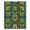 Golden Leaf Damask Emerald Ornament Rug