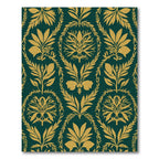 Golden Leaf Damask Emerald Ornament Rug
