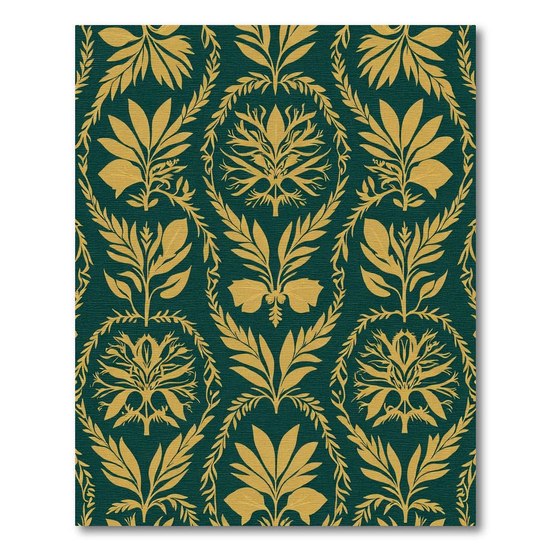 Golden Leaf Damask Emerald Ornament Rug