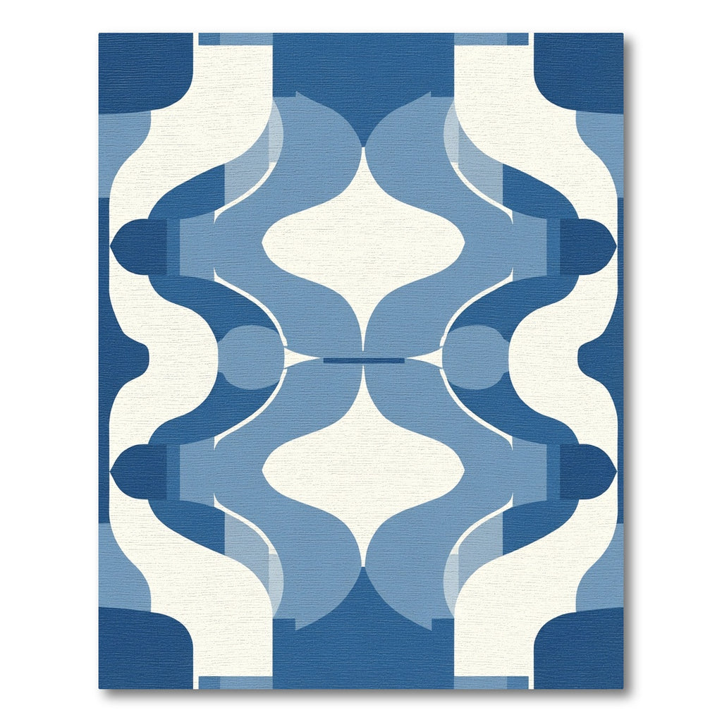 Cool Blue Geometric MidCentury Flow Rug