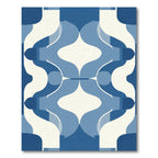 Cool Blue Geometric MidCentury Flow Rug