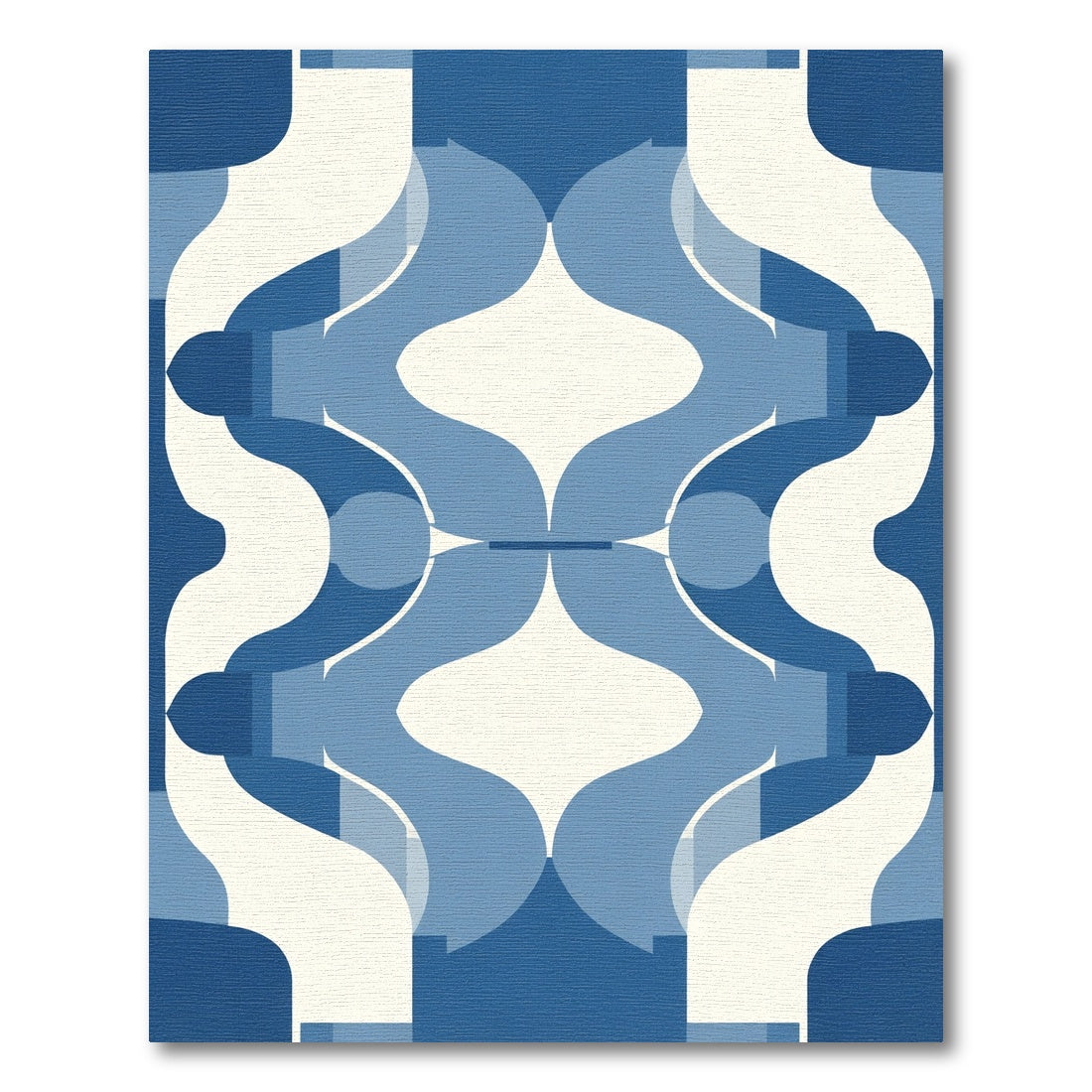 Cool Blue Geometric MidCentury Flow Rug