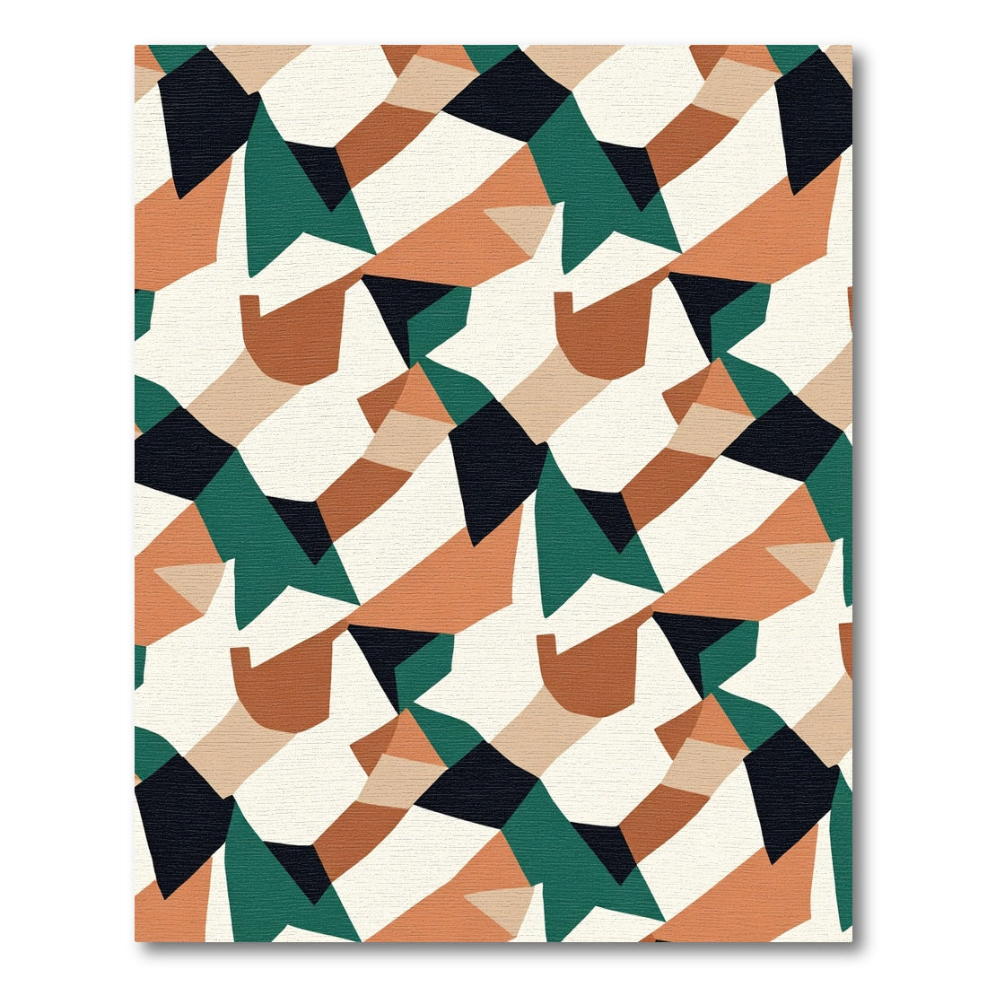 Abstract Geometric Terracotta Green Rug