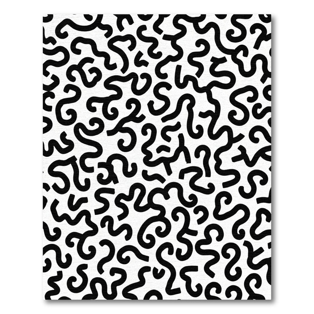 Black White Abstract Swirl Lines Rug