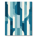 Deep Blue Waves Overlayed Stripes Rug