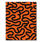 Bold Orange Black Abstract Swirl Rug