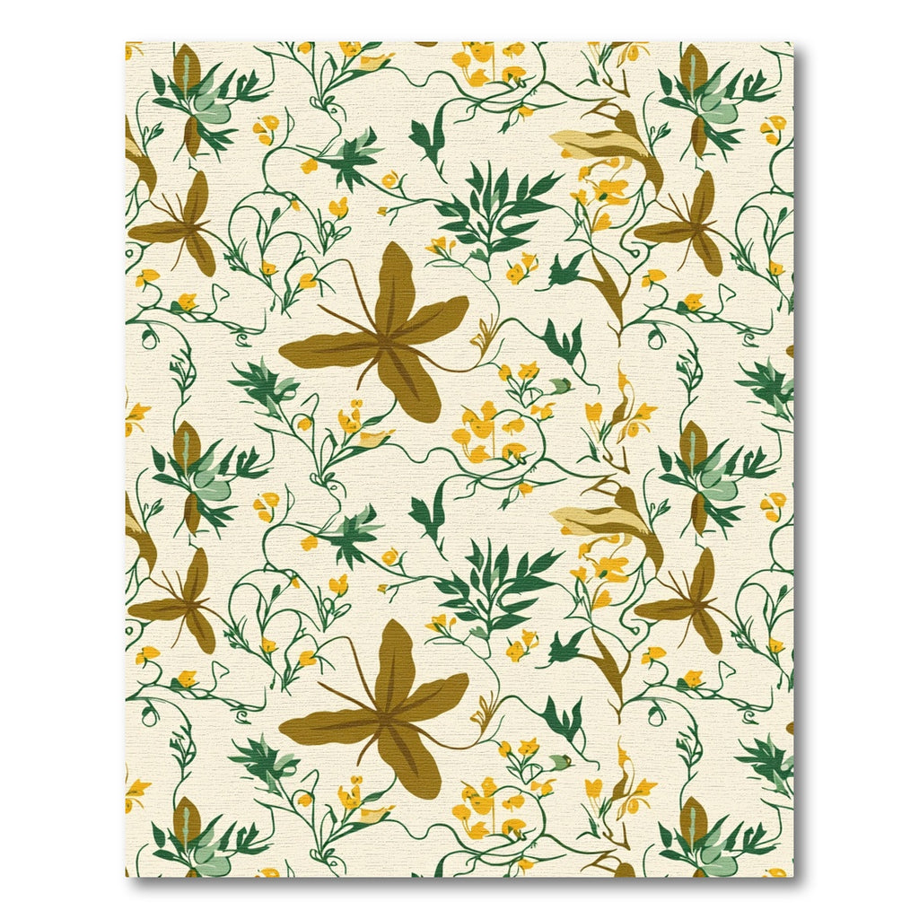 Golden Yellow Vine Floral Rug