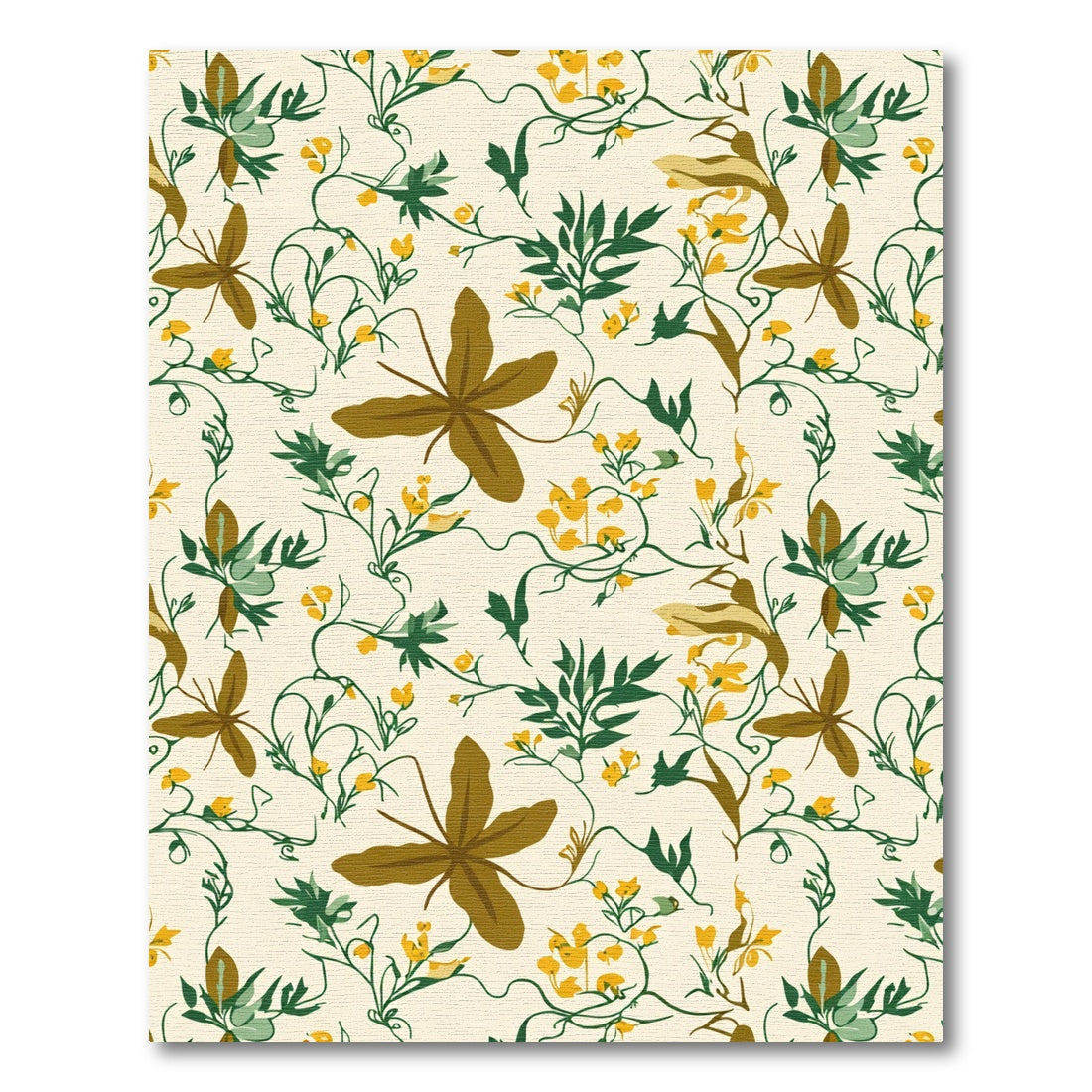 Golden Yellow Vine Floral Rug